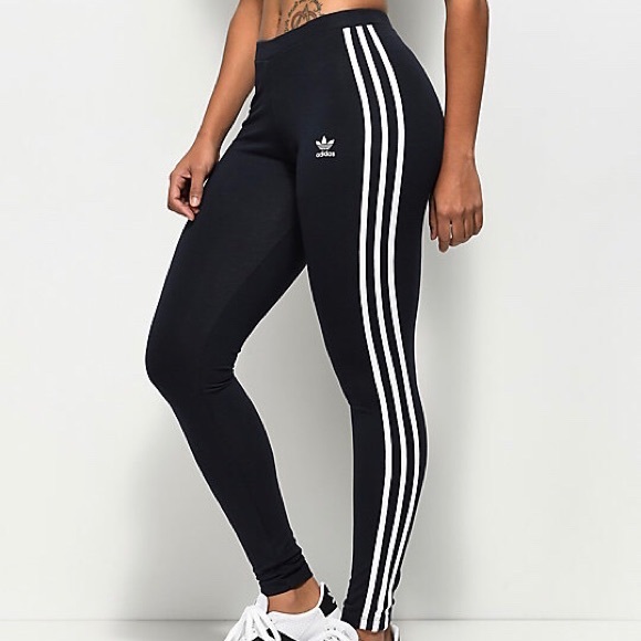 adidas 3 stripe leggings navy